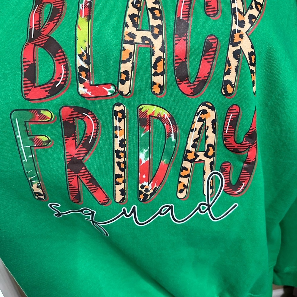 Gildan Heavy Blend Green 'Black Friday Squad' Sweatshirt - Picture 2 of 6